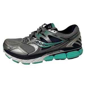 Saucony Women’s Redeemer ISO Running Shoes Silver Gray Teal Blue Size 11